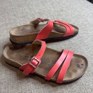 Birki's by Birkenstock Florida Coral Sandals Rhinestone‎ Buckle Women's Size 7